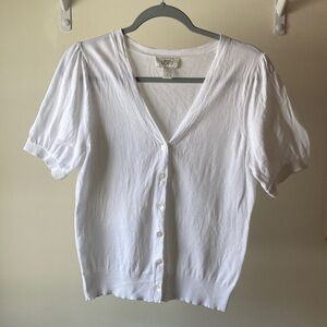 LOFT White Lightweight Button-Down Sweater